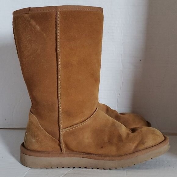 Koolaburra UGG Tall Winter Boots Chestnut Brown Leather Suede Women's WOMAN'S 6 - Picture 11 of 16